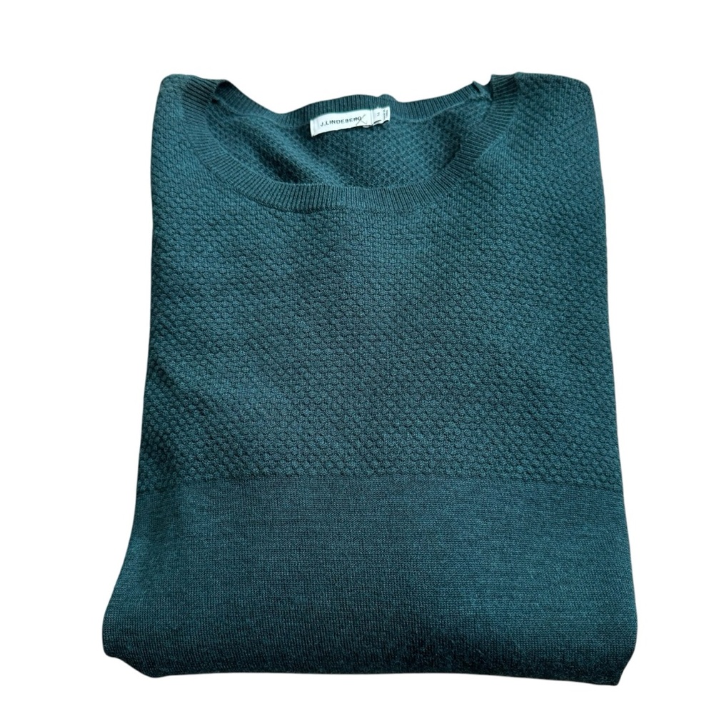 J. Lindeberg Wool Green Heather Crewneck Diego Micro Circle Sweater Men's Medium